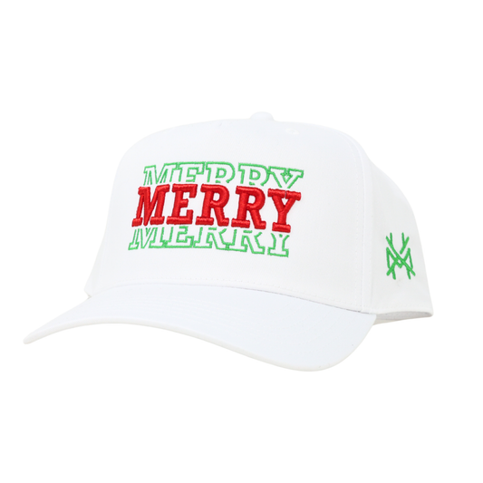 The Mad Hatter Co - Merry Merry Merry Christmas 2025 Trucker Hat : Retro White