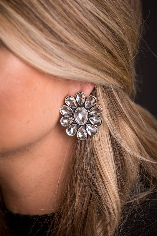 West & Co. - Rhinestone Flower Cluster Post Earrings
