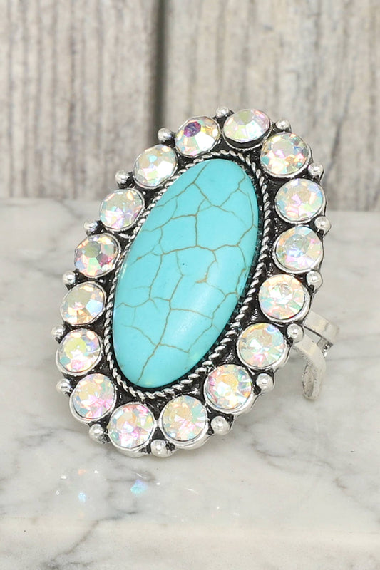 SP Sophia Collection - Western Turquoise Quash Blossom Concho Cuff Ring