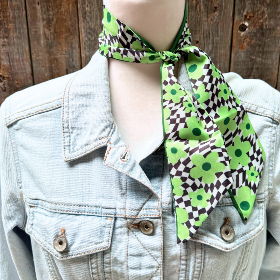 Rodeo Drive - Green Western Skinny Mini Wild Rag Scarf / Cowgirl Necktie #TW131
