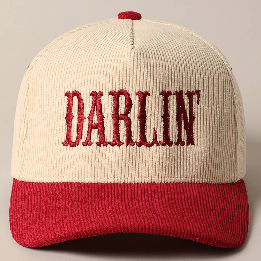 Fashion City - DARLIN' Corduroy Trucker Baseball Cap: BEIGE / ONE SIZE