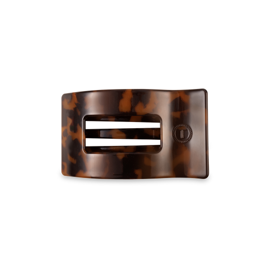 TELETIES - Flat Rectangle Hair Clip | Small | Tortoise