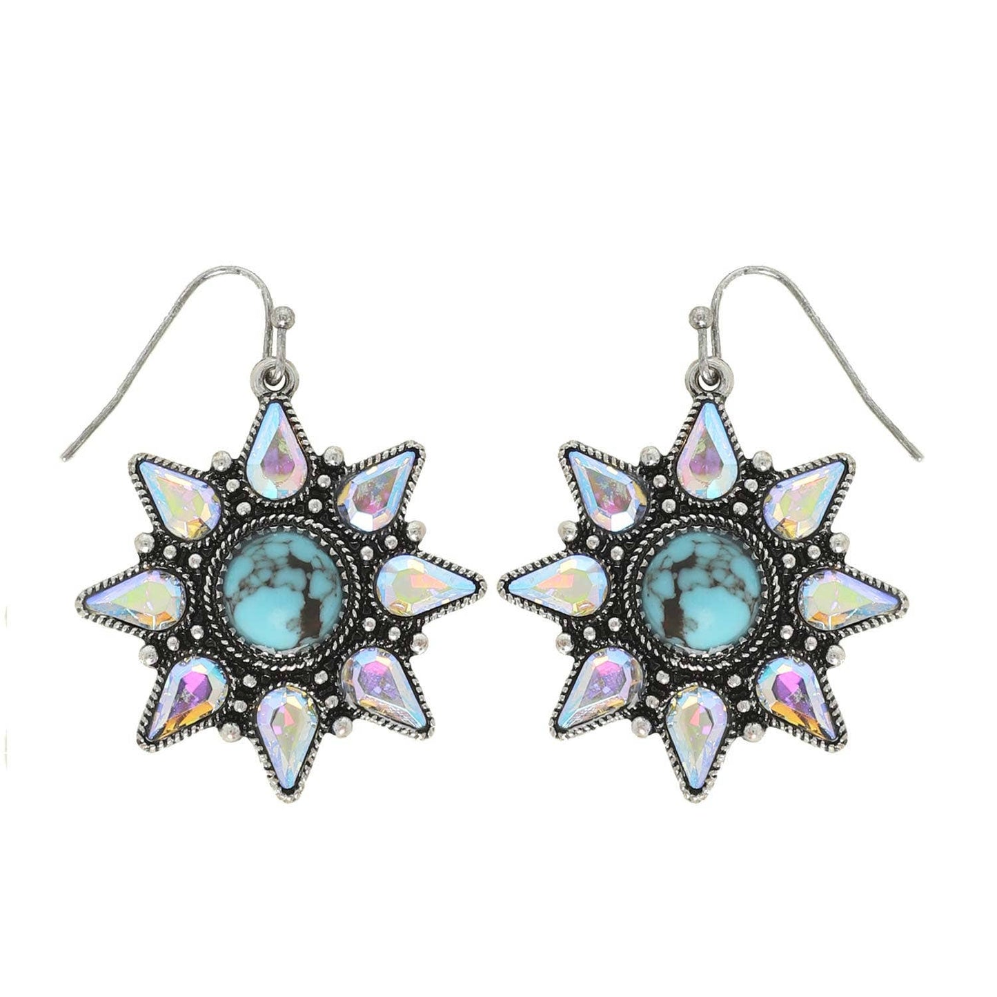 SP Sophia Collection - Western Sun Shaped Gemstone Turquoise Earrings