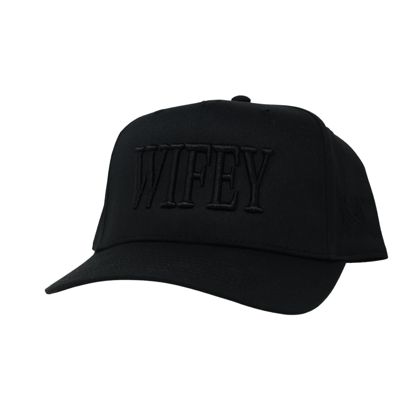 The Mad Hatter Co - Wifey Trucker Hat: Retro Black with Blue Thread