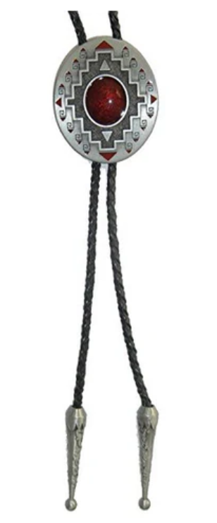 SimpleNGreat - Crimson Western Cowboy Bolo Tie Necklace: Center Blue