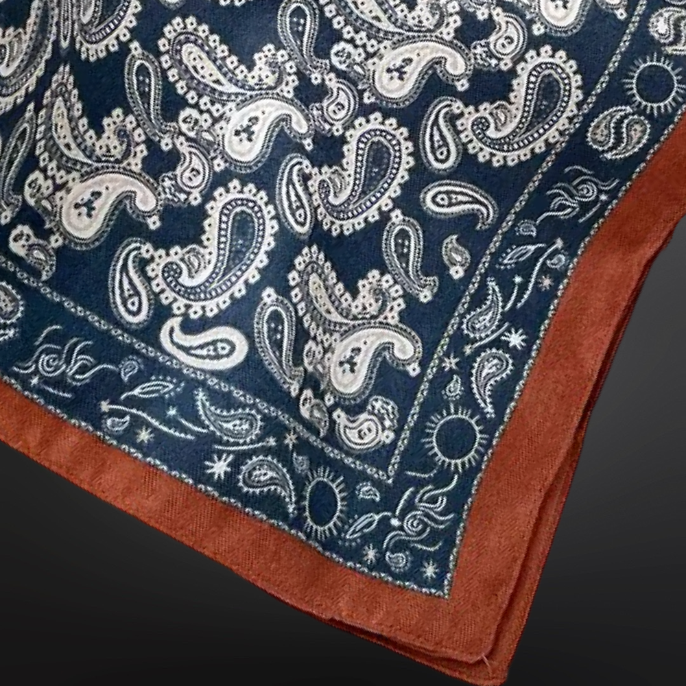 Westrian International - Western Paisley Bandana Print Silk  Scarf - 100% Silk