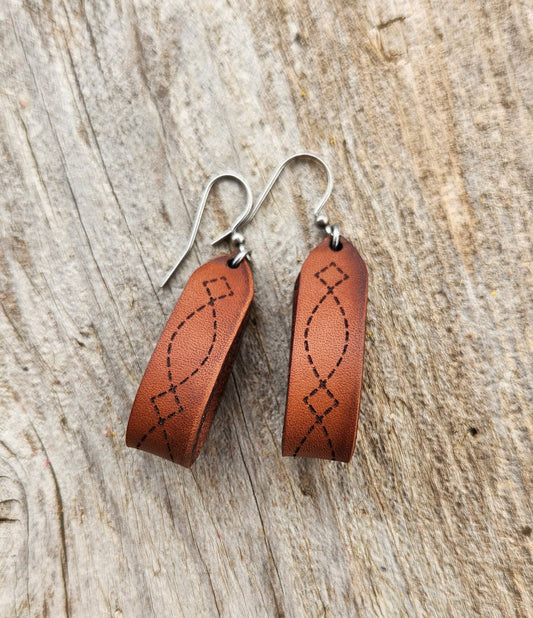 Cocklebur Clothing Co. - "Latigo" Handmade Genuine Leather Western Earrings