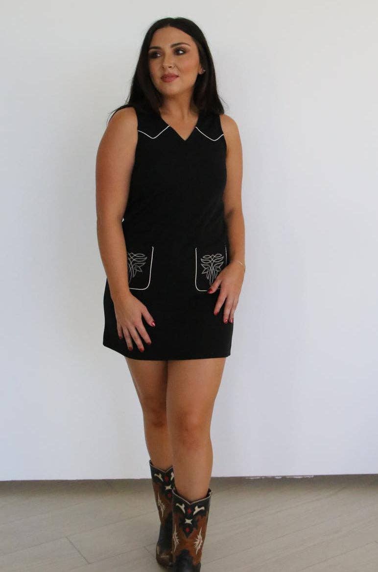 Turquoise Haven - TH1407A S176 HEMP Black Shift Dress (1 Piece): L