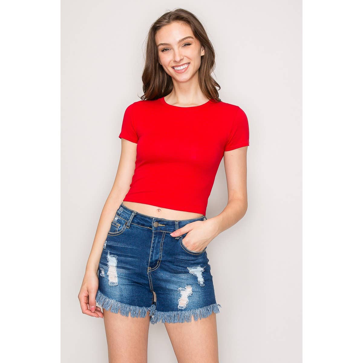 Popular 21 - Short Sleeve Crew Neck Classic Basic Casual Tee: Hot Fudge / S-M-L(2-2-2)