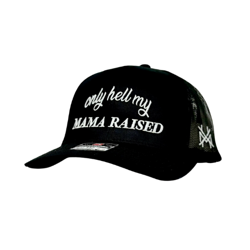 The Mad Hatter Co - MHC Only Hell My Mama Raised Trucker Hat: 112 PFP Bark Duck Camo