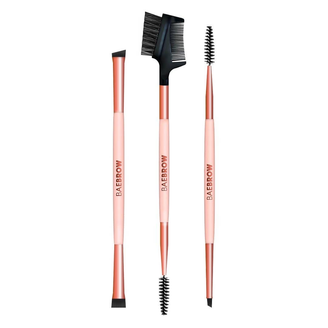 BAEBROW - BRUSH TRIO - ESSENTIAL BROW AND LASH STYLING KIT: Nude + Rose Gold