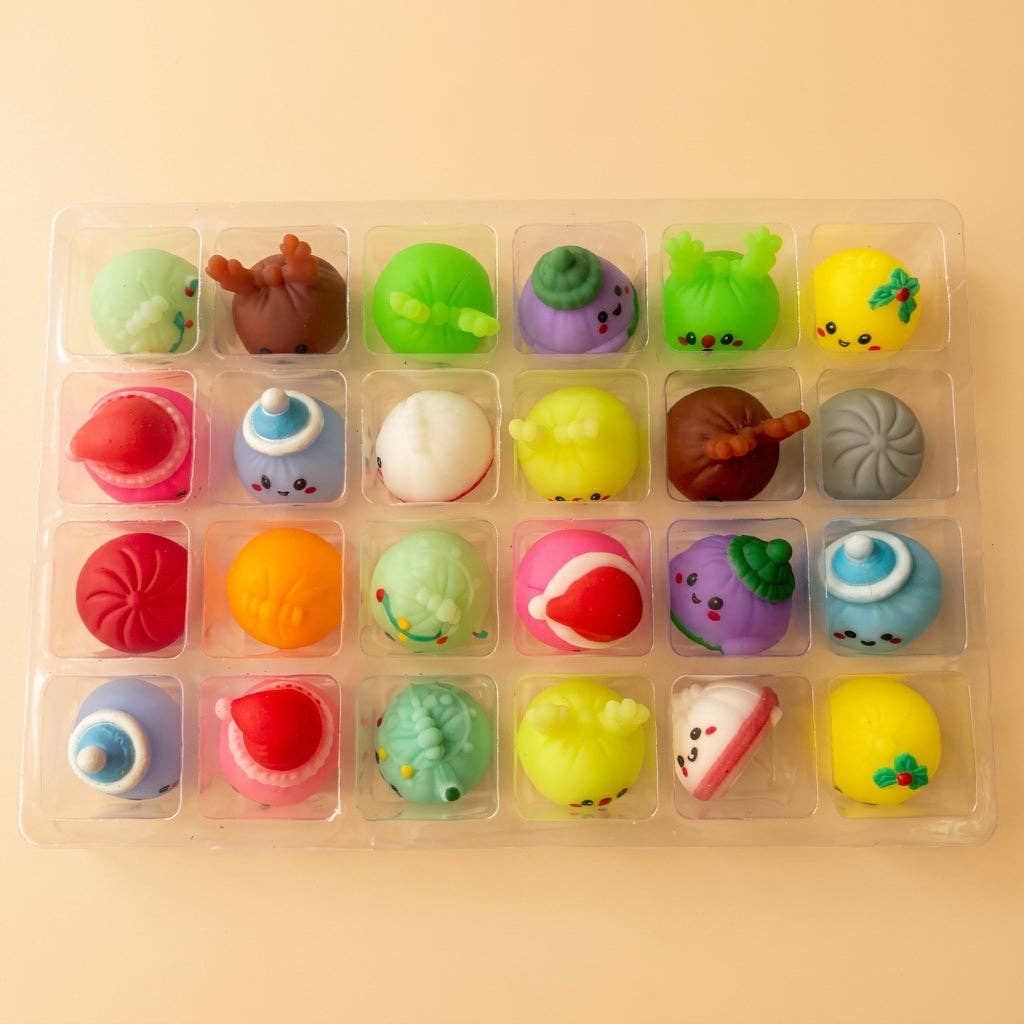 Aili's Corner - Christmas Holiday Advent Calendar- Mochi Dumpling Squishy- 24 Pcs Fidget Toy Set
