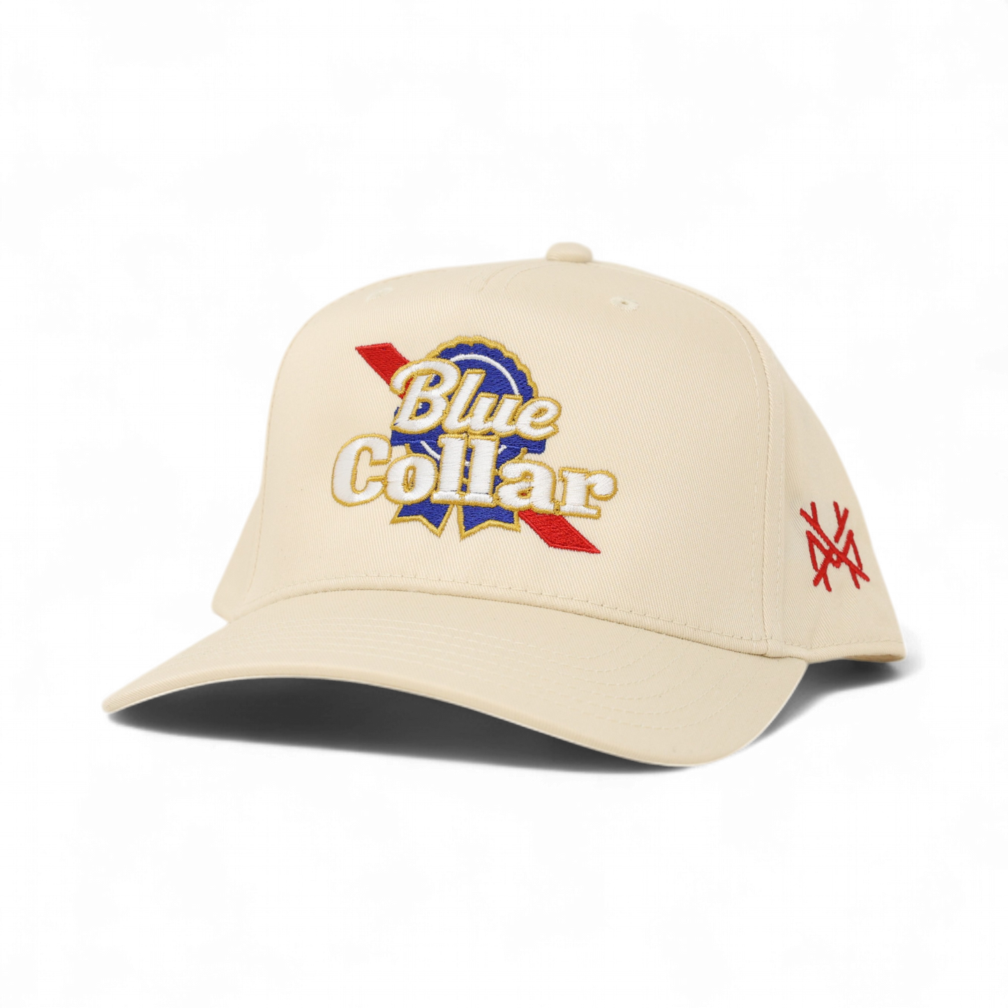 The Mad Hatter Co - Blue Collar Trucker Hat: Flat Bill Black with Red Rope