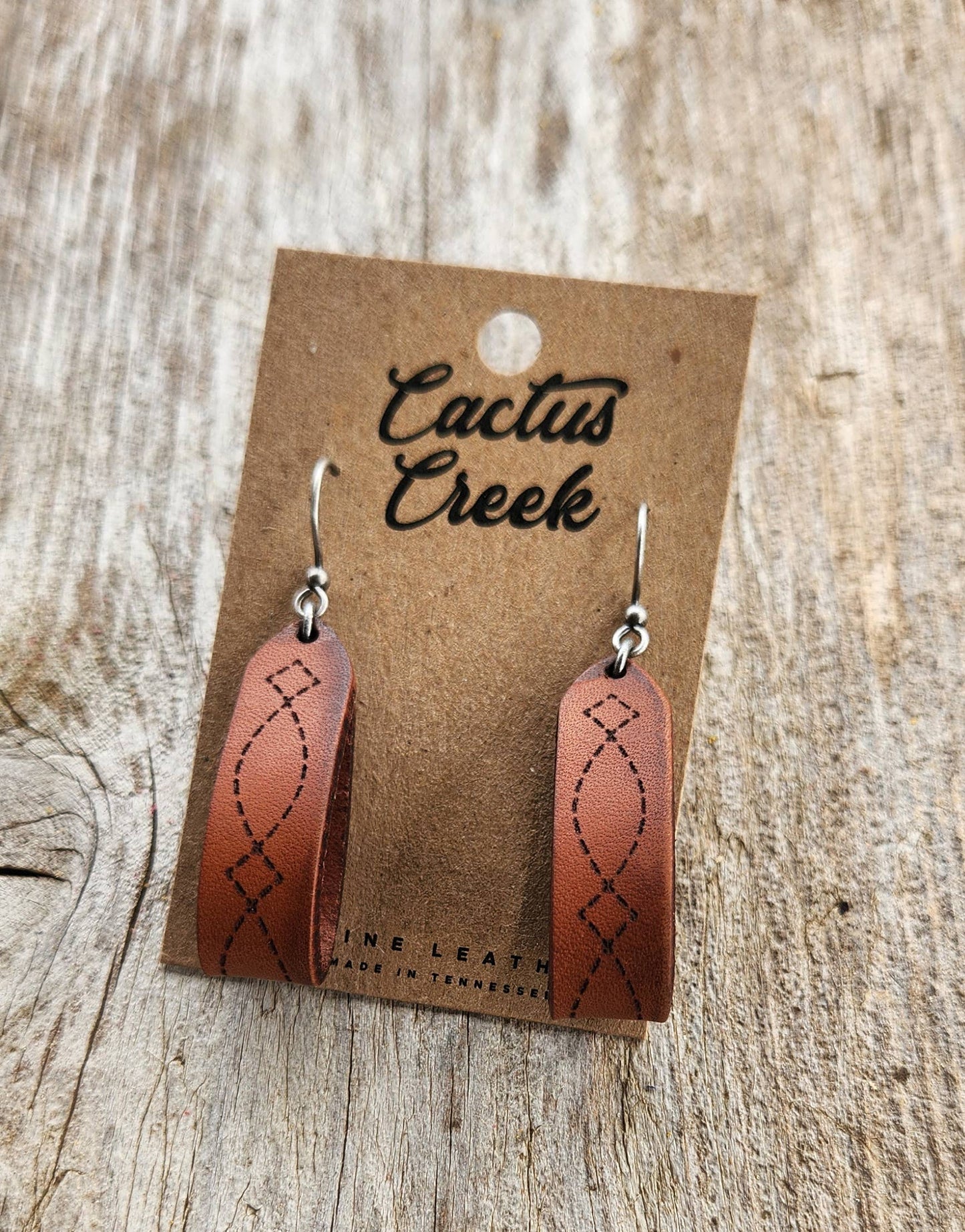 Cocklebur Clothing Co. - "Latigo" Handmade Genuine Leather Western Earrings