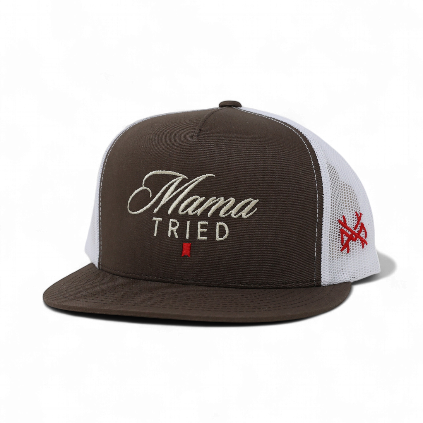 The Mad Hatter Co - Mama Tried Ultra Trucker Hat: Flat Bill White