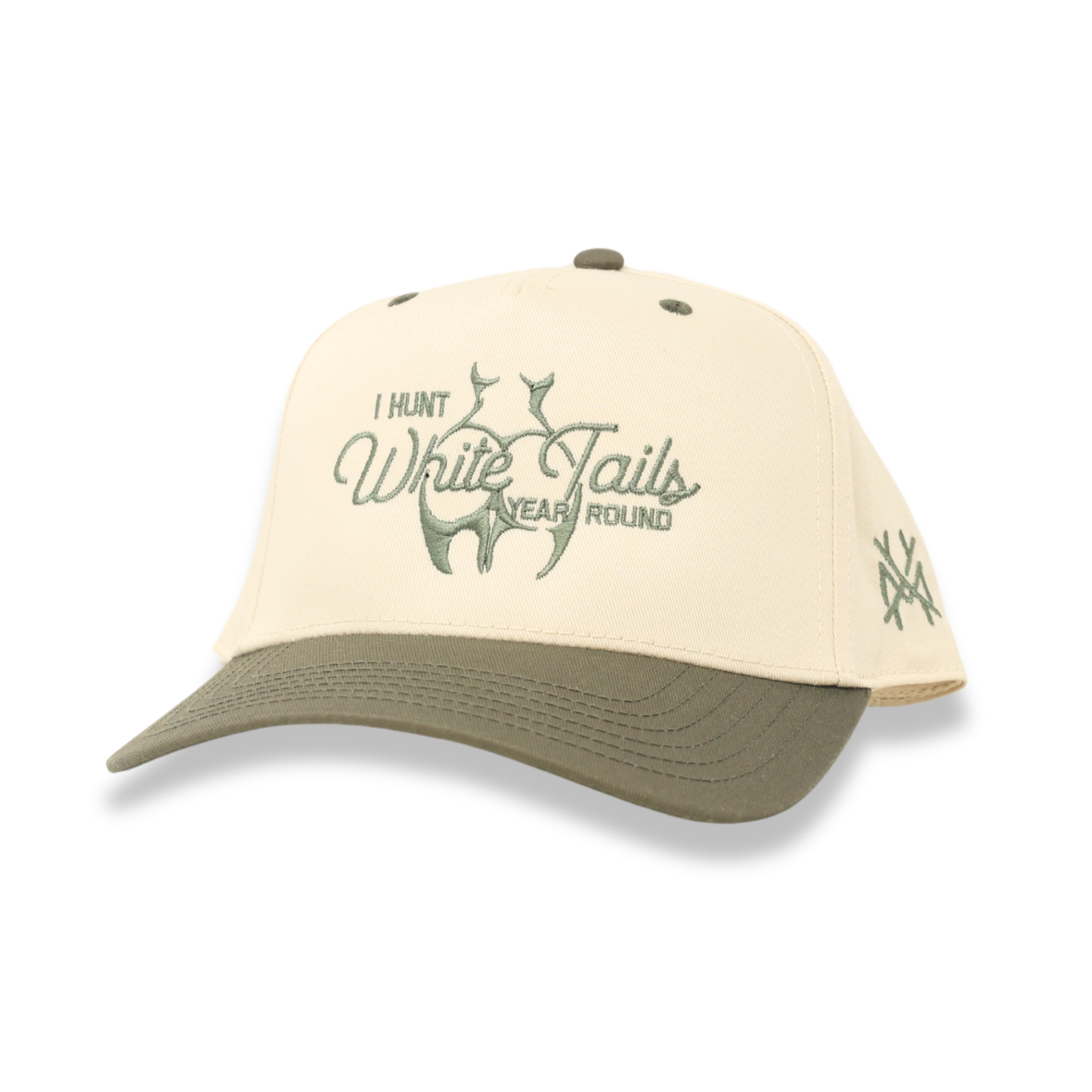 The Mad Hatter Co - I Hunt White Tails Year Round Trucker Hat : 7 Panel Bottomland/ Loden/ Bottomland
