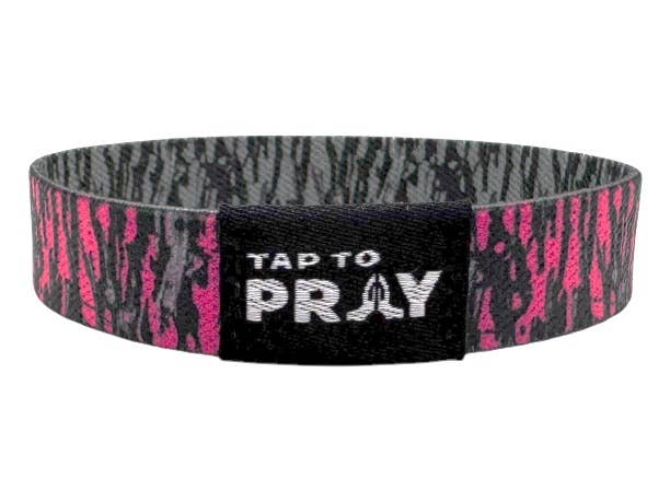 Versible - Tap To Pray™ Wristbands - Tree Bark Camo Pink & Grey: X-Large