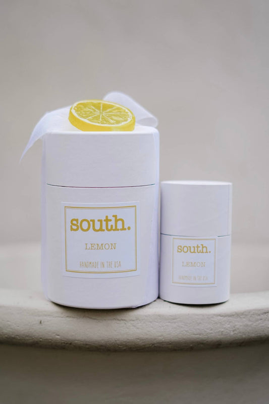 The South Candle - Lemon Scented Soy Wax Filled Candle, 60-80 Hour Burn Time: Mini