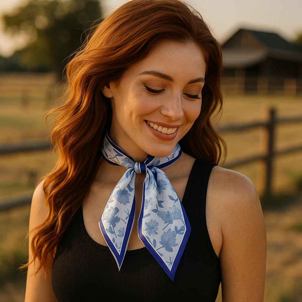 Rodeo Drive - Blue Western Skinny Mini Wild Rag Scarf / Cowgirl Necktie  #TW146