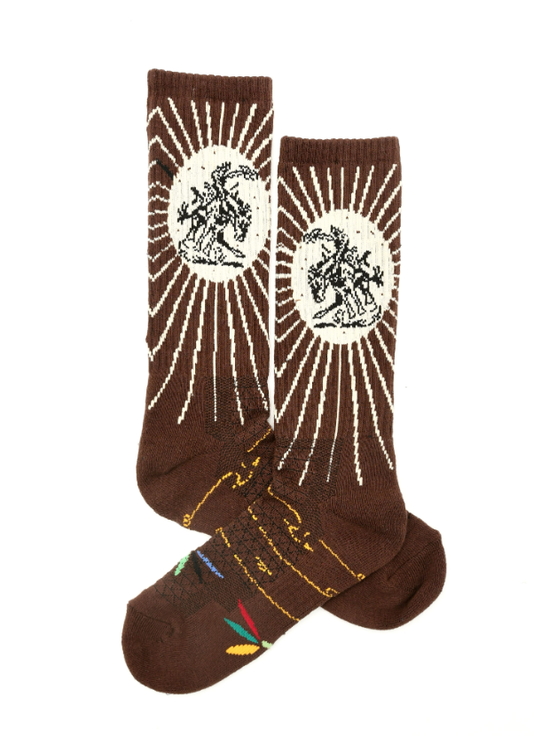 Lucky Chuck - Fringe Bucking Brown Performance Socks