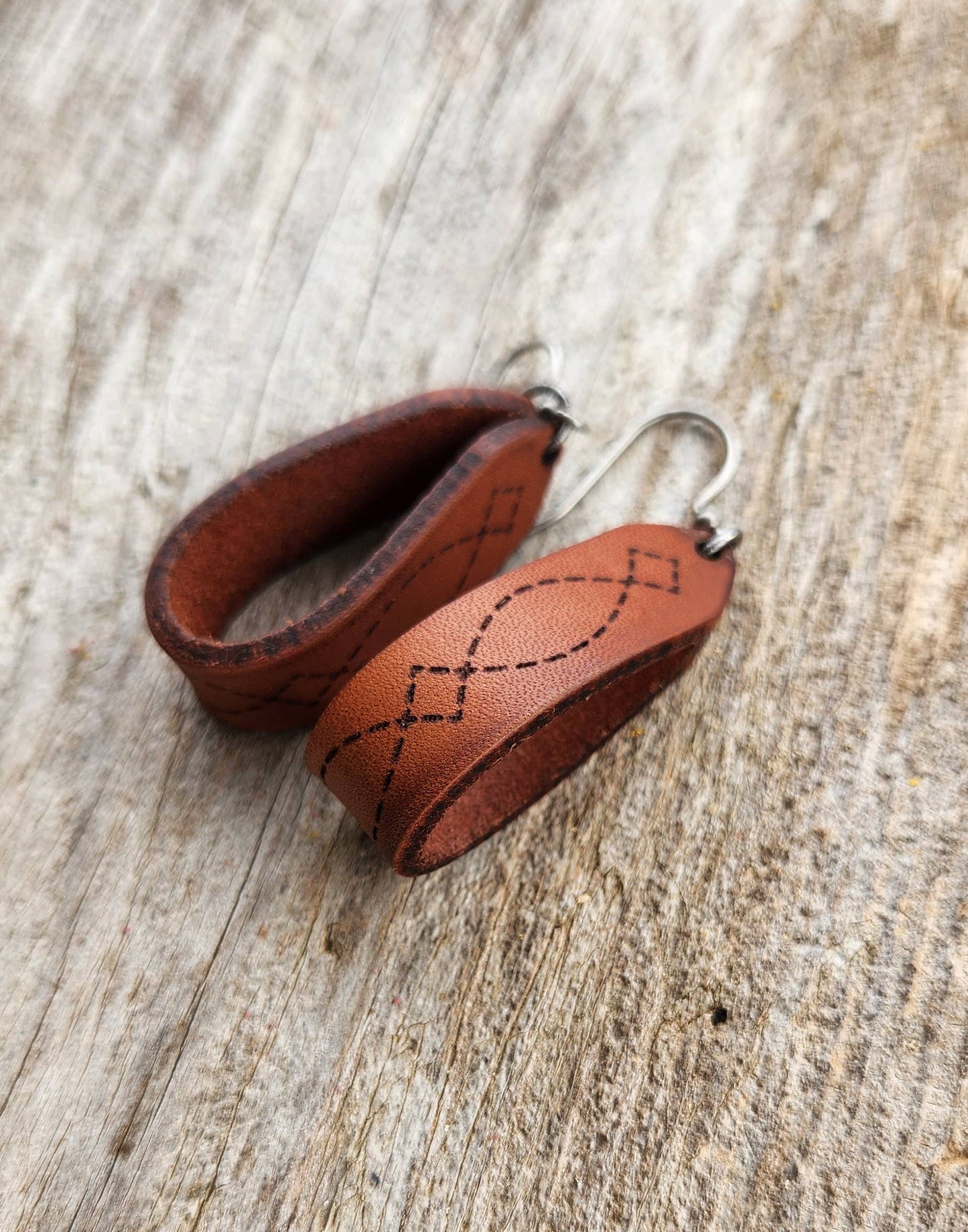 Cocklebur Clothing Co. - "Latigo" Handmade Genuine Leather Western Earrings