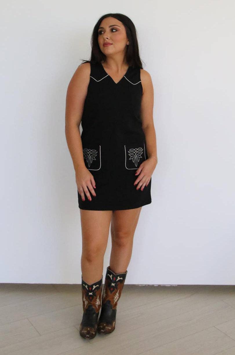 Turquoise Haven - TH1407A S176 HEMP Black Shift Dress (1 Piece): L