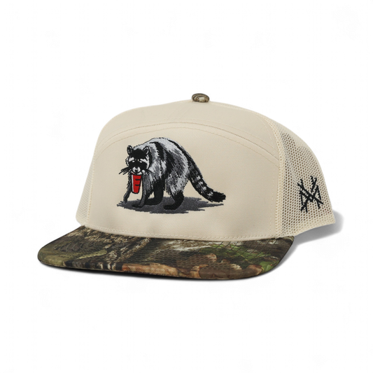 The Mad Hatter Co - Party Animal Trucker Hat: 7 Panel Breakup Country/Natural