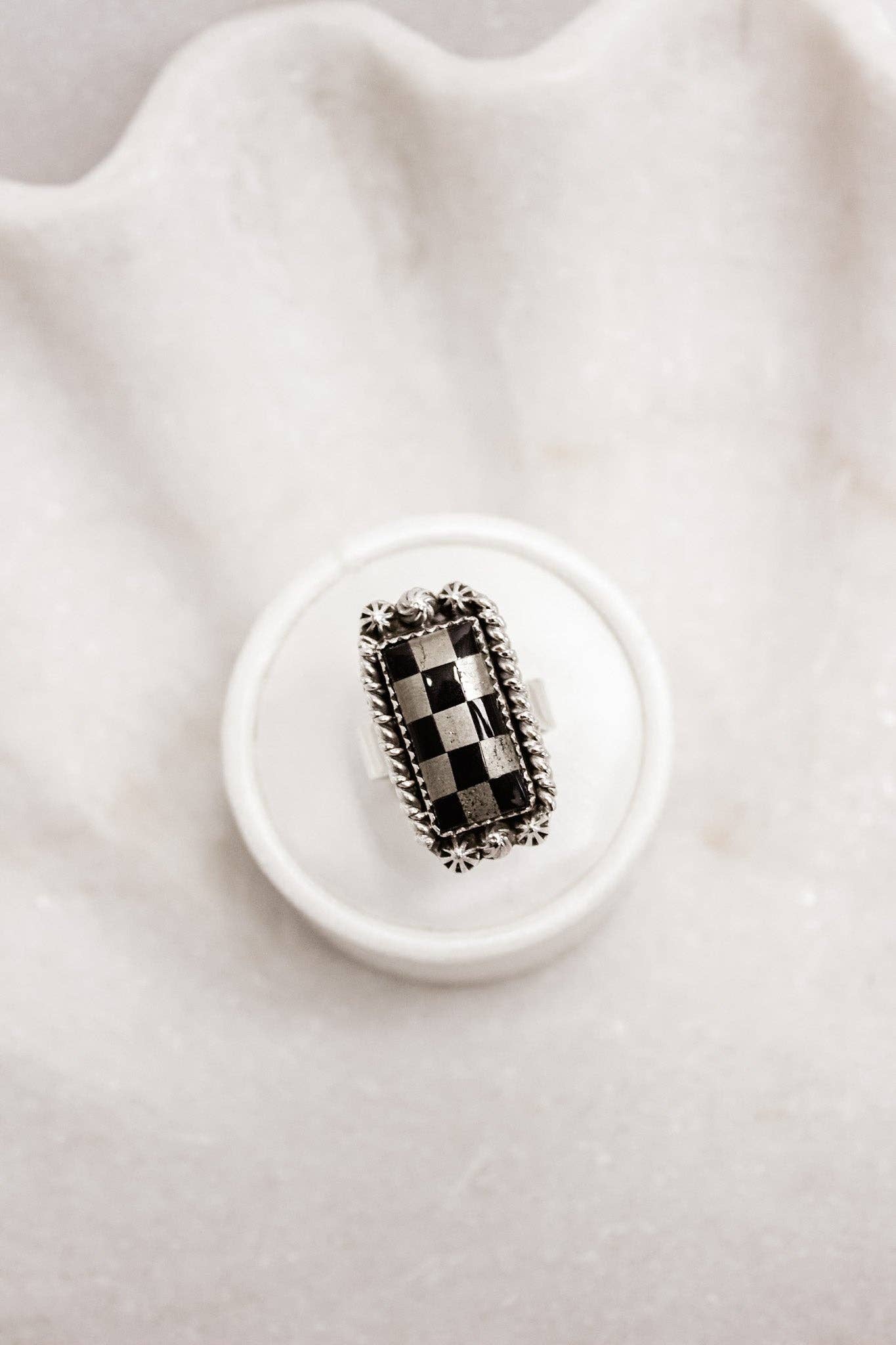 Krush Kandy - Checkered Bar Ring | By KKB: Pyrite