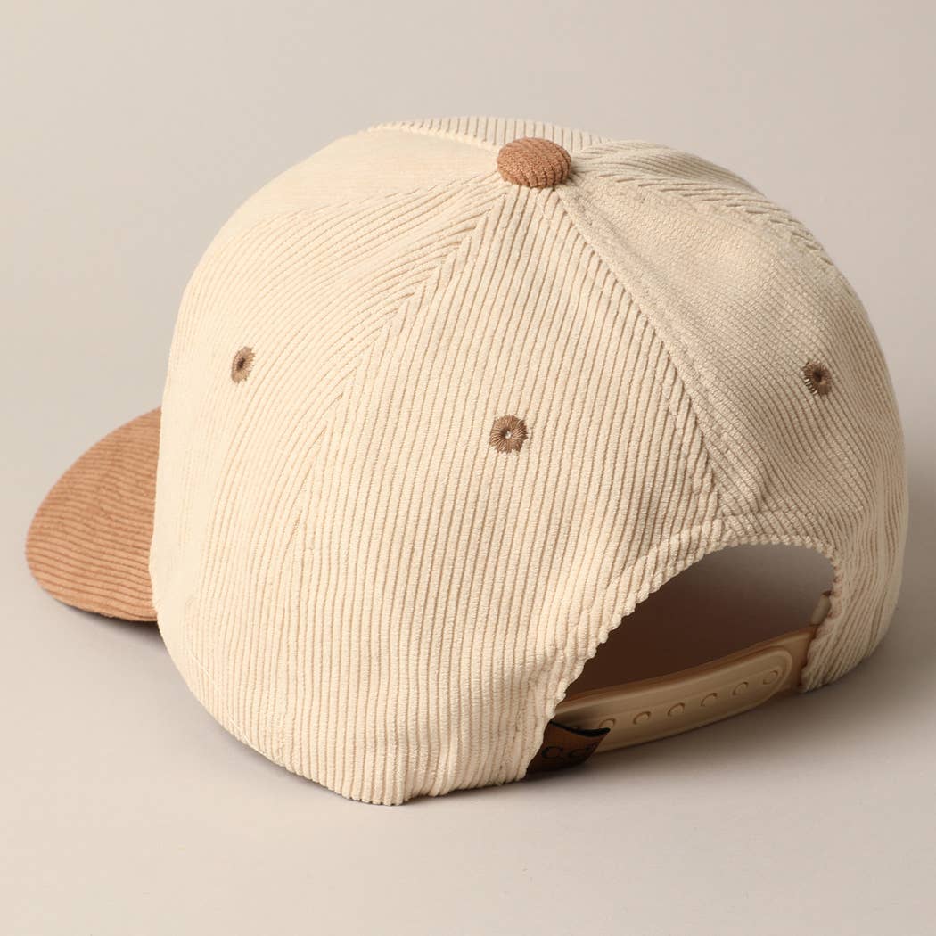 Fashion City - DARLIN' Corduroy Trucker Baseball Cap: BEIGE / ONE SIZE