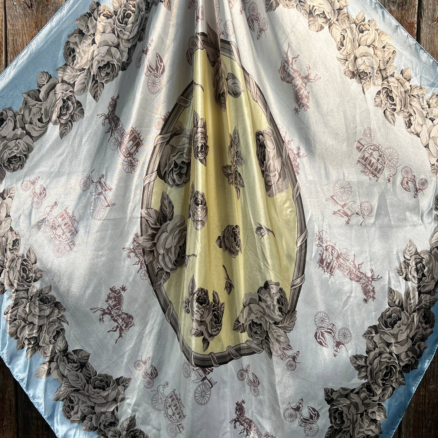 Rodeo Drive - 35X35" Pale Blue & Cream Floral Wild Rag/Scarf WR590