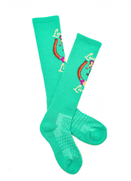 Lucky Chuck - Lucky Living Island Cowgirl Turquiose Performance Socks