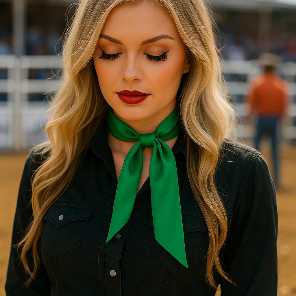 Rodeo Drive - Green Western Skinny Mini Wild Rag Scarf / Cowgirl Necktie  #TW310