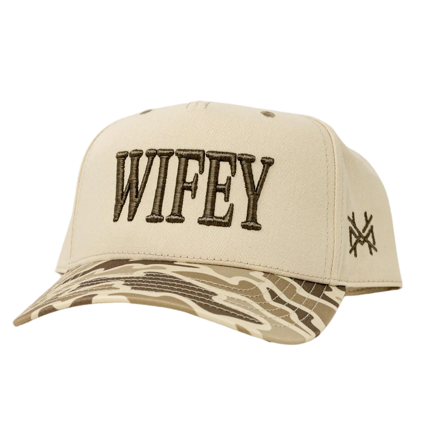 The Mad Hatter Co - Wifey Trucker Hat: Retro Black with Blue Thread