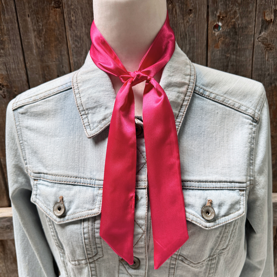 Rodeo Drive - Hot Pink Western Skinny Mini Wild Rag Scarf / Cowgirl Necktie #TW309