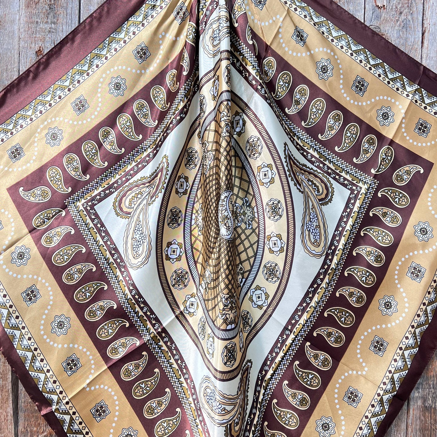 Rodeo Drive - 35X35"  Earth Tones Paisley Wild Rag/Scarf WR3405