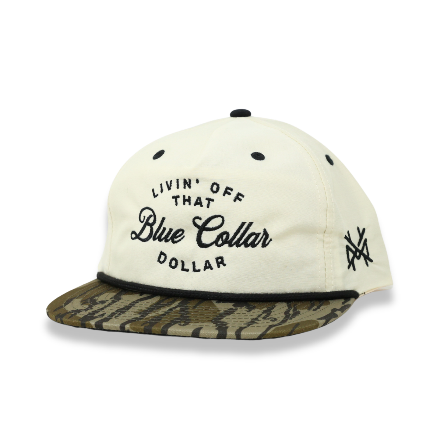 The Mad Hatter Co - Blue Collar Dollar Trucker Hat: Retro Mossy Oak Breakup Country/Black