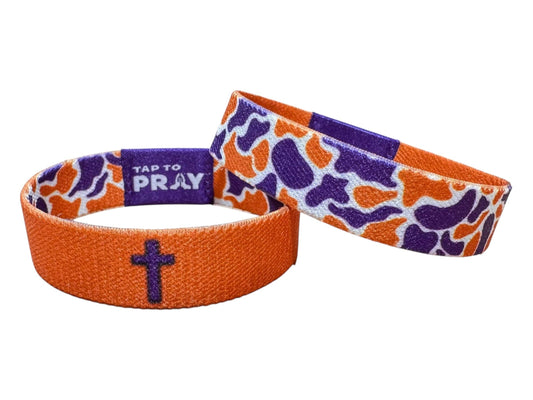 Versible - Tap To Pray™ Wristbands - Team Camo - Orange & Purple: X-Small