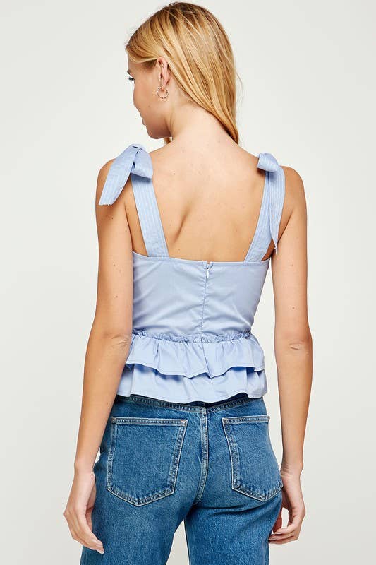Strut & Bolt - Poplin Ruffle Sleeveless Top: WHITE