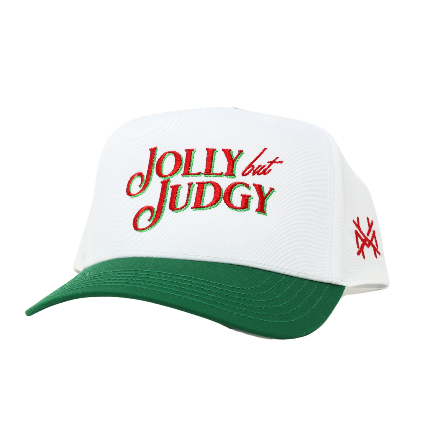 The Mad Hatter Co - Jolly but Judgy Holiday Trucker Hat : Retro Kelly Green/White