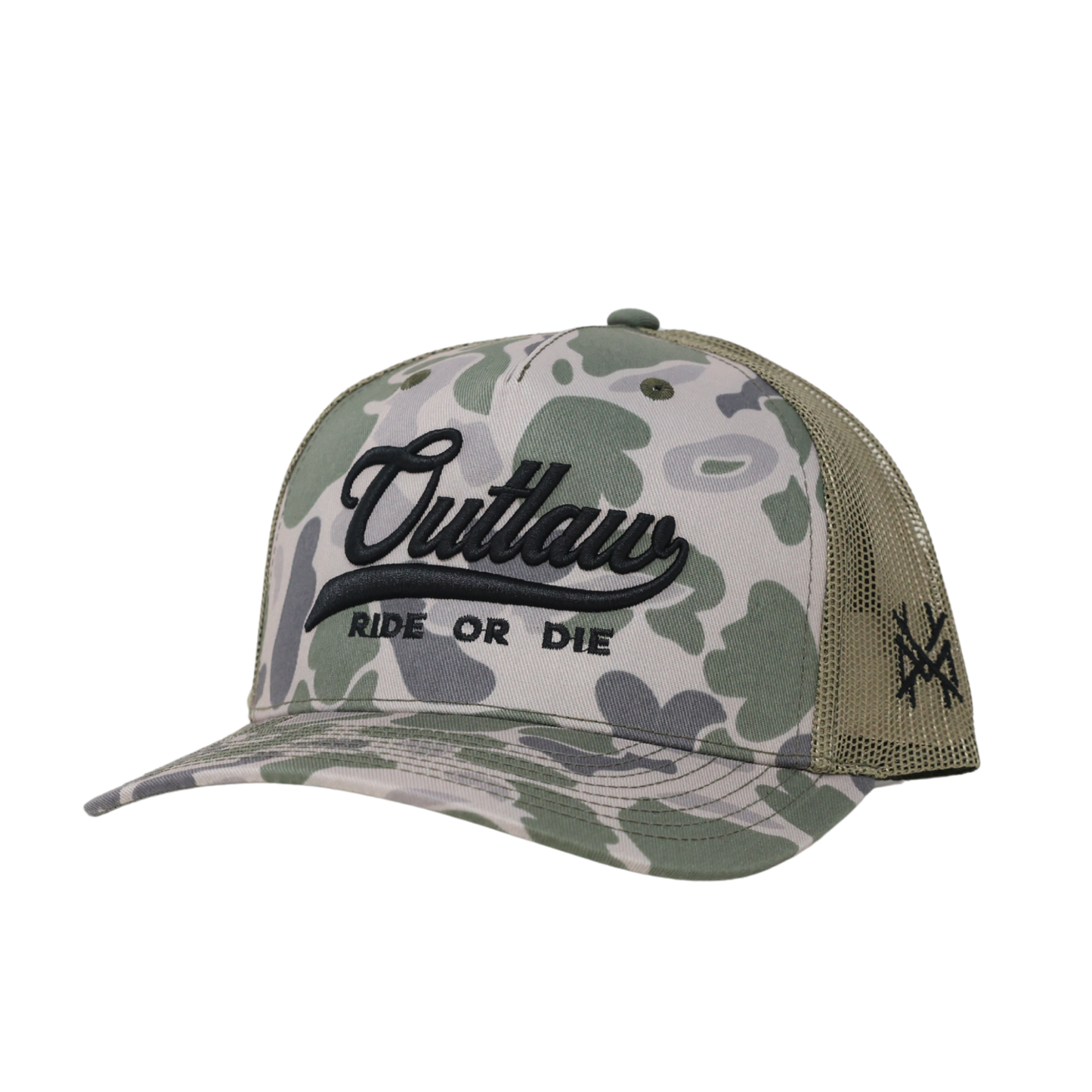 The Mad Hatter Co - Outlaw Ride or Die Trucker Hat : Trucker Duck Camo