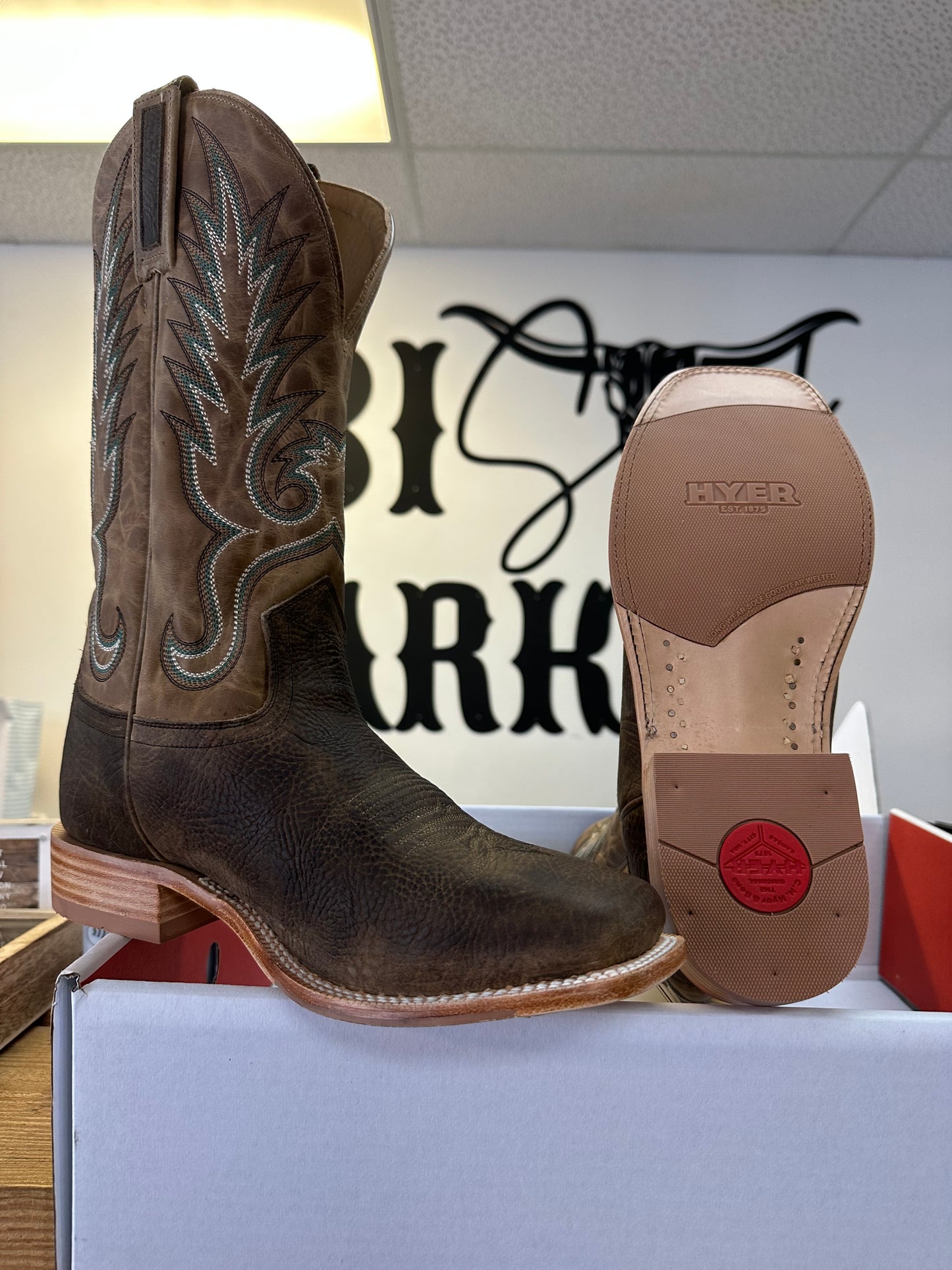 HYER BOOT CO KINCAID MENS SQUARE TOE COWBOY BOOT