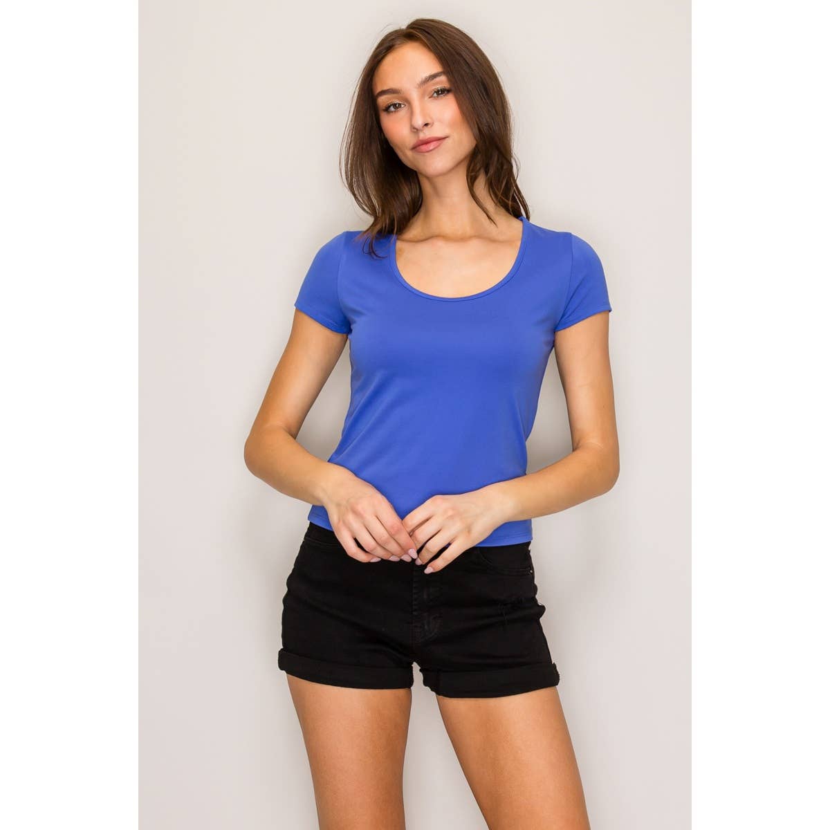Popular 21 - Ultra Soft Scoop Neck Short Sleeve Top: Wine / S-M-L(2-2-2)