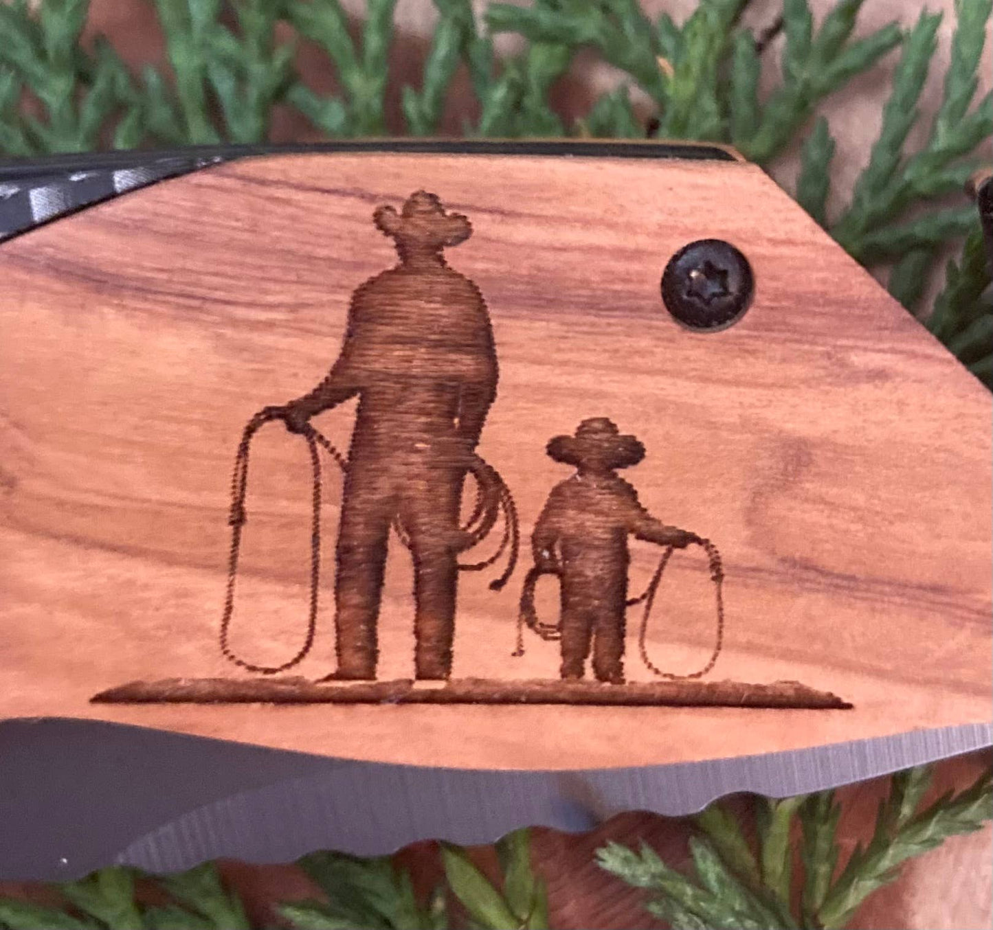 Quail Tail Laser Art - Dad/Son Cowboys Knife