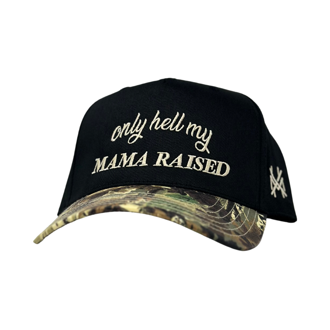 The Mad Hatter Co - MHC Only Hell My Mama Raised Trucker Hat: 112 PFP Bark Duck Camo