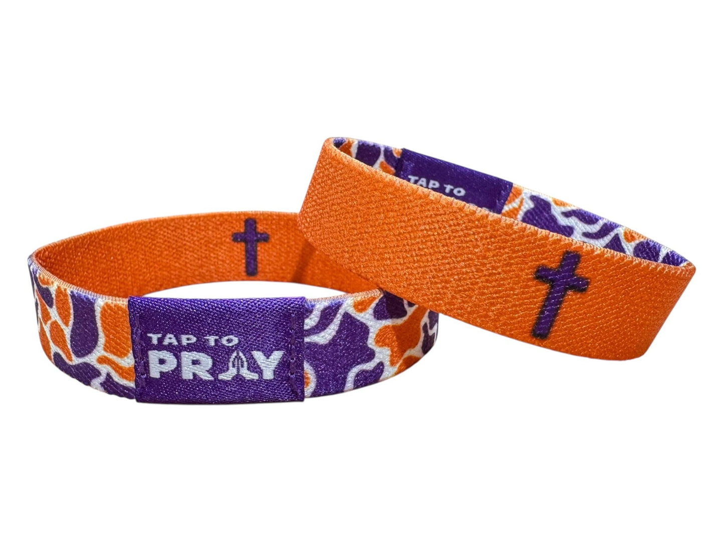 Versible - Tap To Pray™ Wristbands - Team Camo - Orange & Purple: X-Large