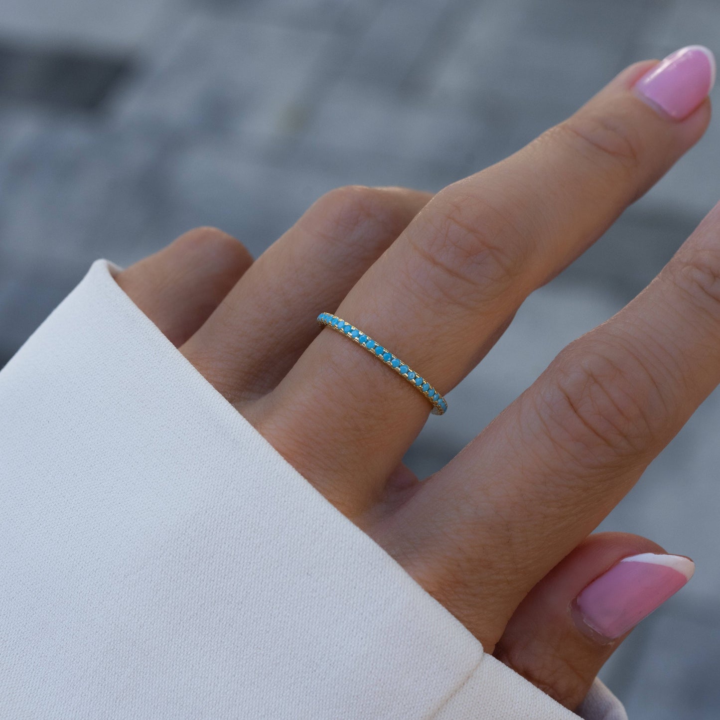 Sami Jewels - Turquoise Eternity Ring: Gold / 7