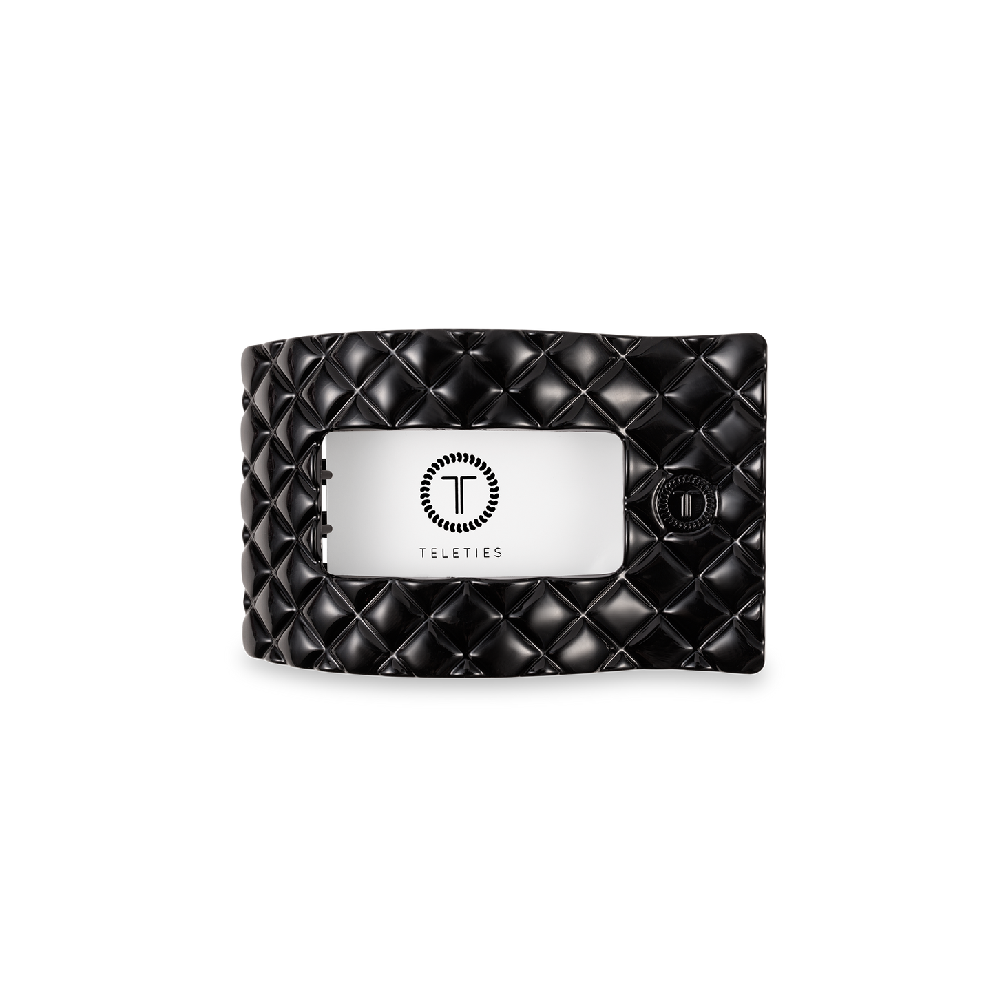 TELETIES - Flat Rectangle Hair Clip | Small | Jet Black Quilted