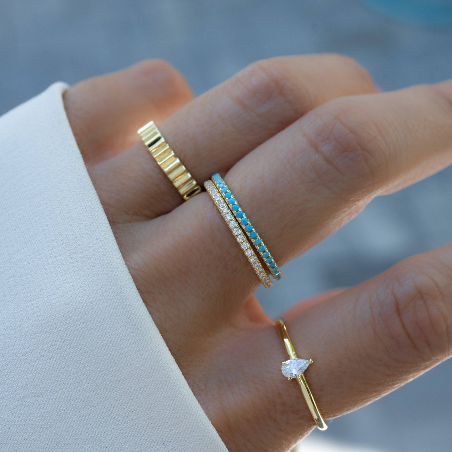 Sami Jewels - Turquoise Eternity Ring: Gold / 10