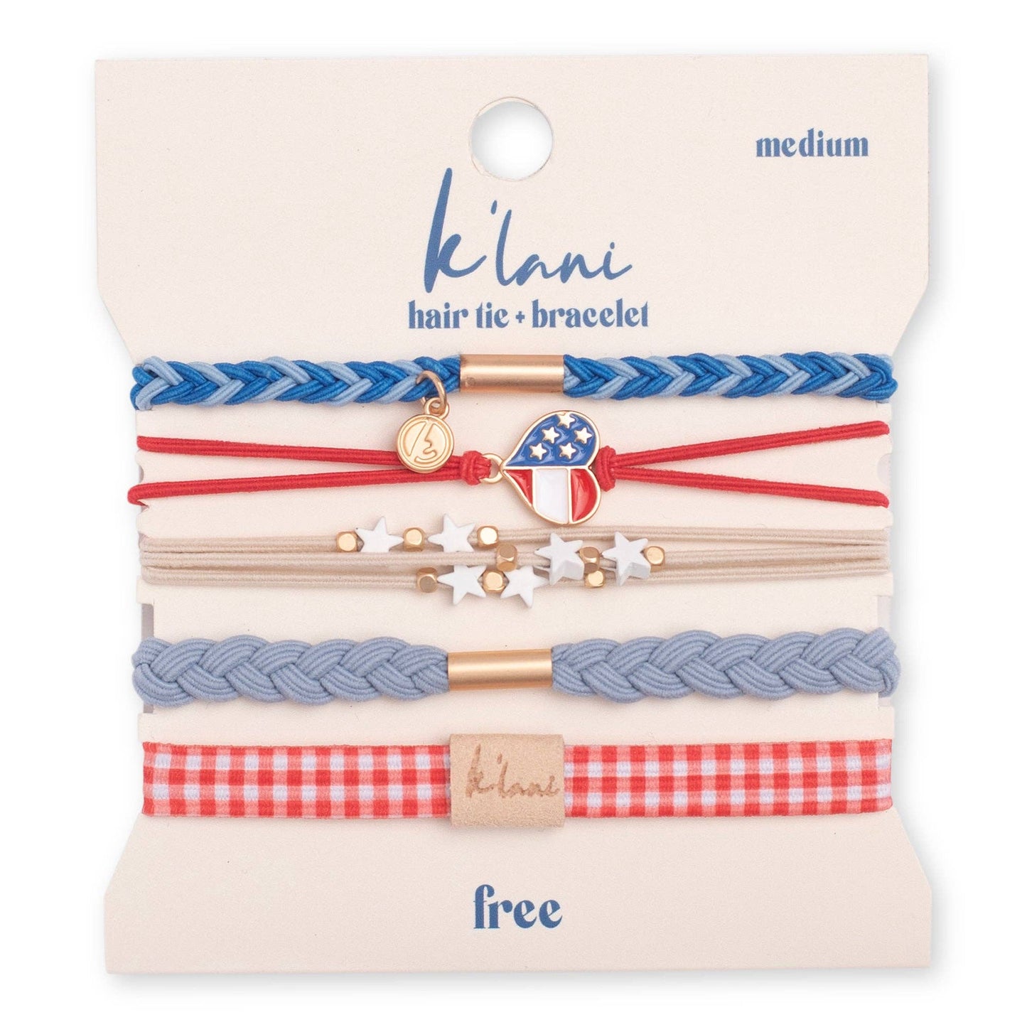 K'lani hair tie bracelets - "Free" Patriotic Hair Tie Bracelets: Large