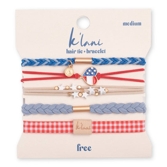 K'lani hair tie bracelets - "Free" Patriotic Hair Tie Bracelets: Large